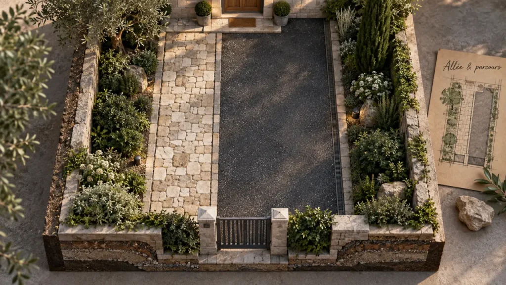 Aménagement d’une allée d’entrée de maison : quel revêtement choisir pour le style, le drainage et la durabilité ?