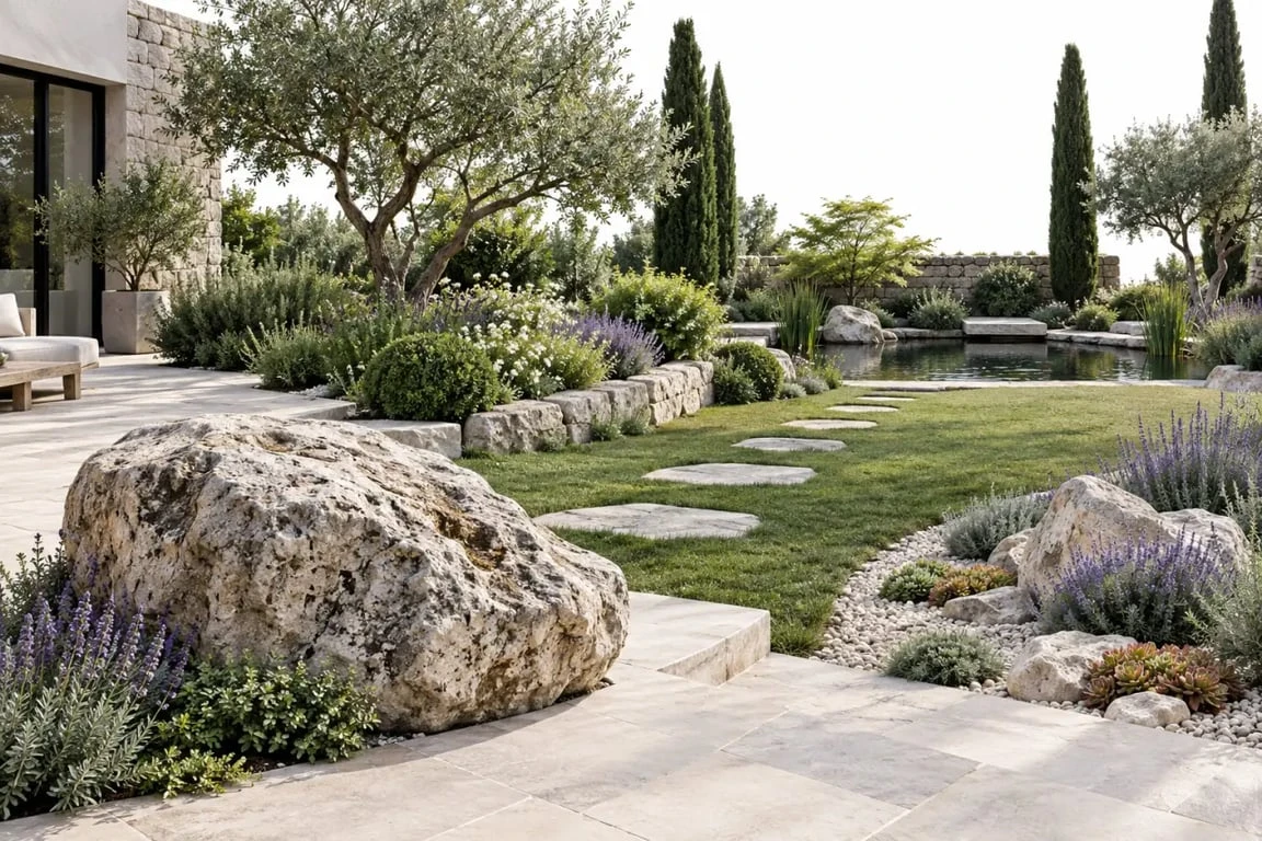 Que faire avec des grosses pierres dans un jardin : rocaille, bordure, pas japonais et bassin zen