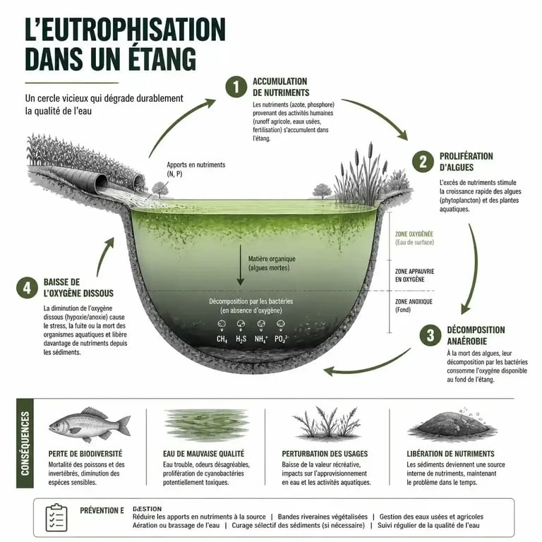 Cycle de l'eutrophisation et entretien d'un étang