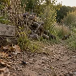 Jardin sauvages : allée en terre battue, prairie fleurie, insectes au sol