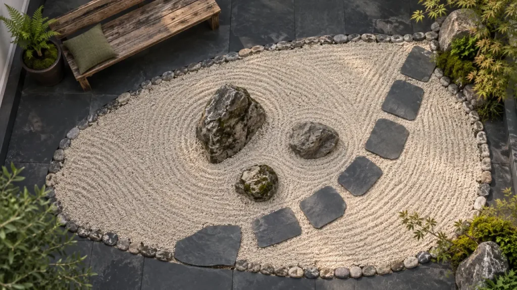 Jardin zen extérieur pas cher : le décor surchargé qui ruine l’effet apaisant
