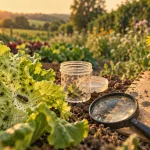 Auxiliaires de culture au potager : pucerons et larves sur une salade, haie fleurie