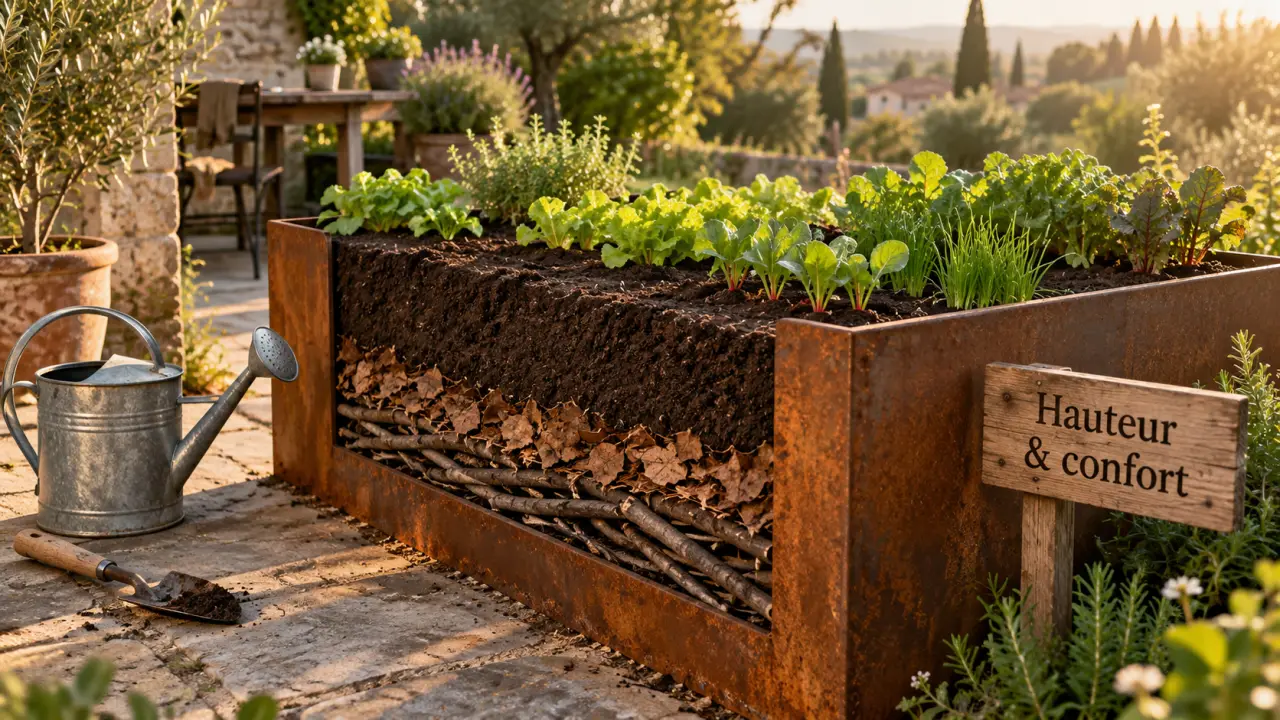 Bacs à potager surélevés, hauteur de confort pour récolter sans se baisser
