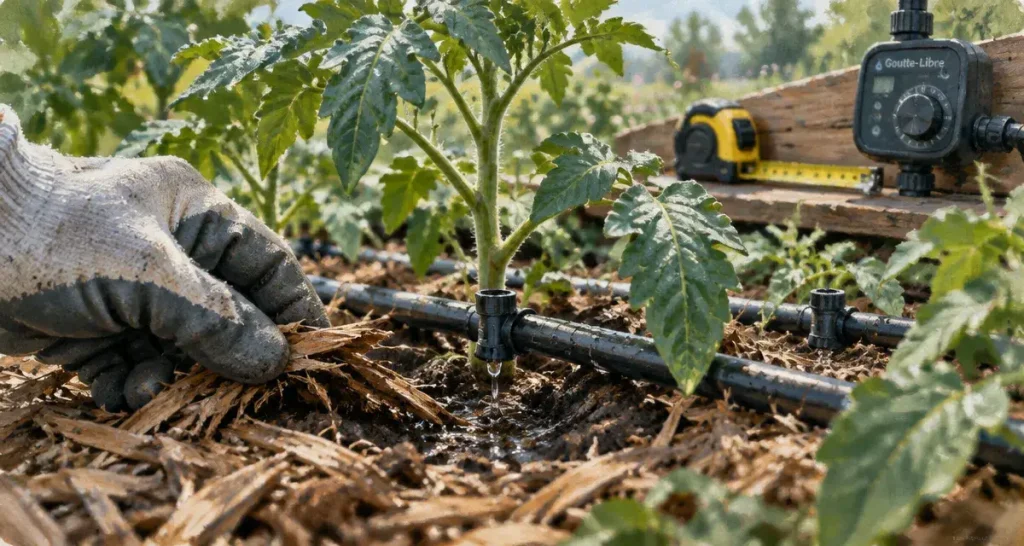 Le goutte-à-goutte au jardin économise l’eau, si le réseau est bien réglé