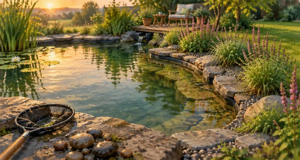 Un bassin extérieur réussi repose sur des berges vivantes et faciles à entretenir