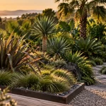 Idée massif exotique : yuccas phormium et drainage hivernal
