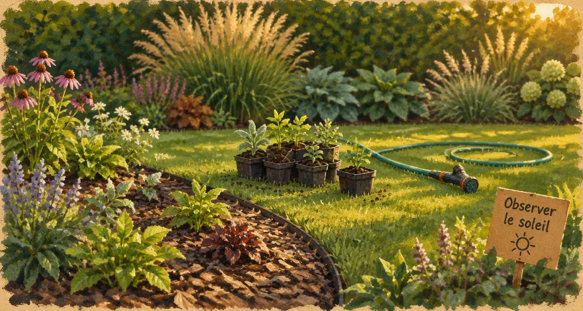 Massif à fleurs : observer le soleil avant la plantation