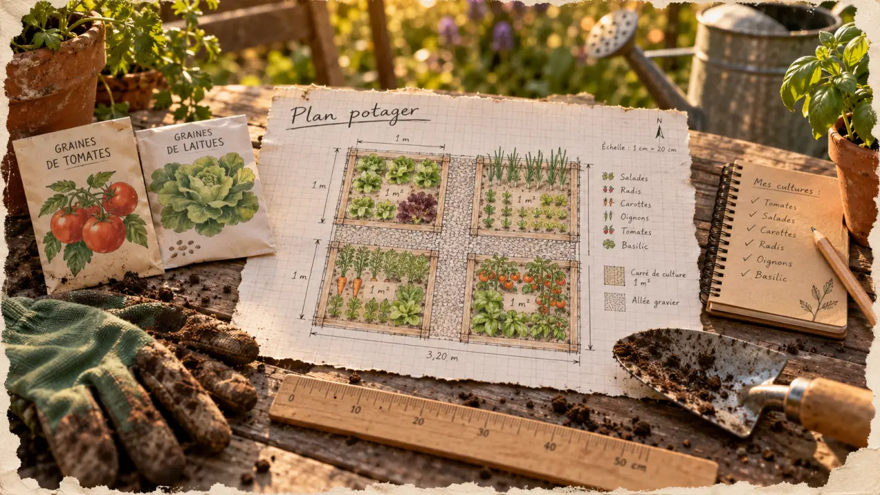 Plan potager debutant sur 4 m² sans légumes serrés