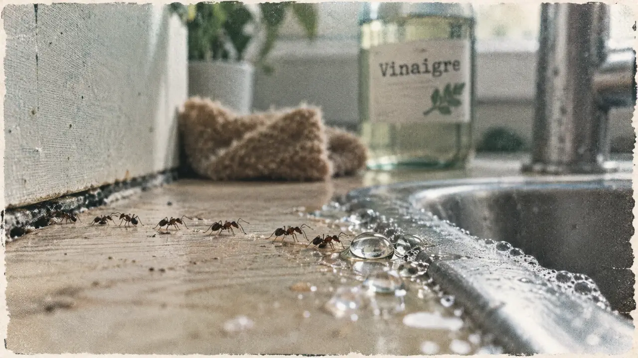 Répulsif fourmies naturel, fourmis près d’une fissure avec vinaigre