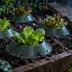 Répulsif limaces naturel : collerettes anti-limaces autour de jeunes plants après pluie